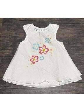 Lullaby Club Floral Applique Cotton Baby Dress Sweet Cottage Garden Party 9M
